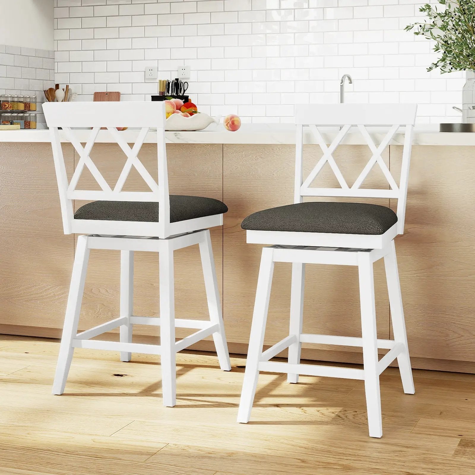 Counter Height Swivel Bar Stools with Upholstered Seat by DirectDeals