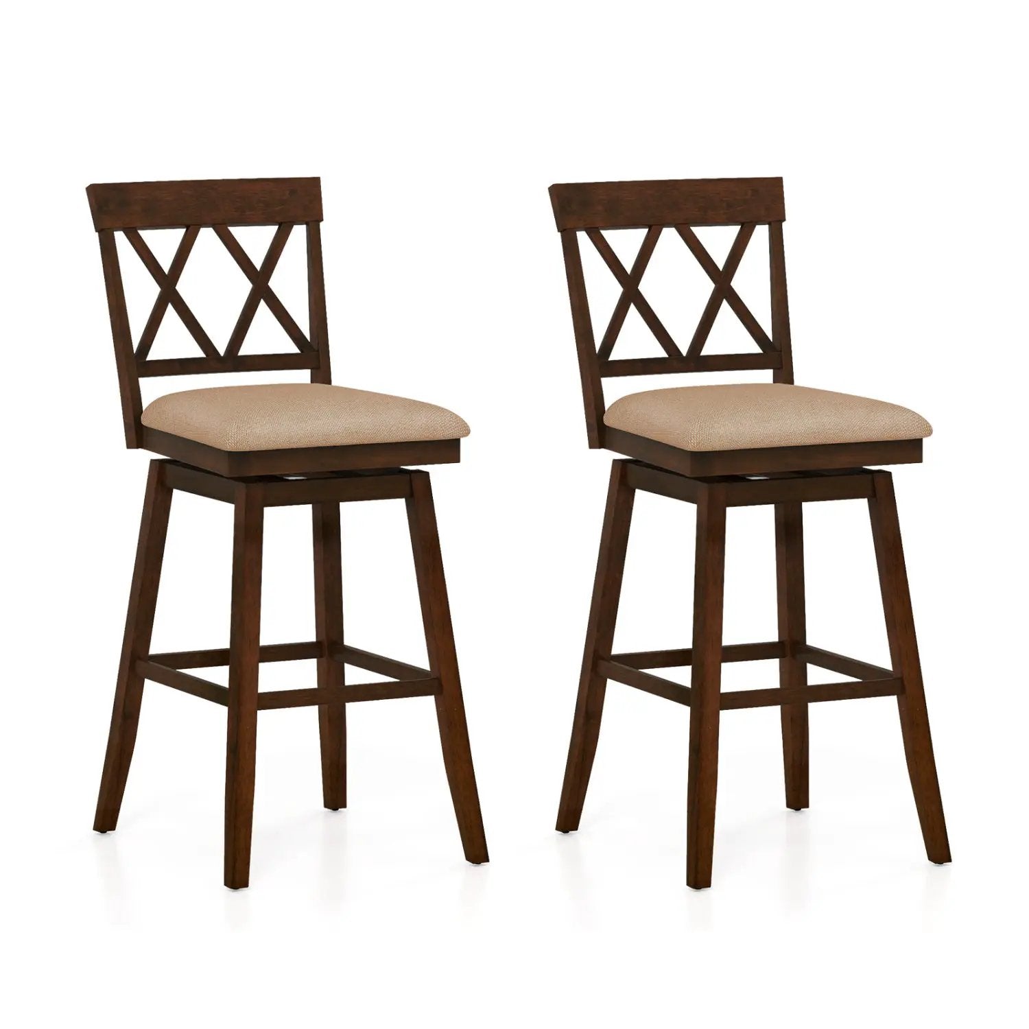 24 Inch Counter Height Barstools Set of 2 with Backrest and Seat Cushion by DirectDeals