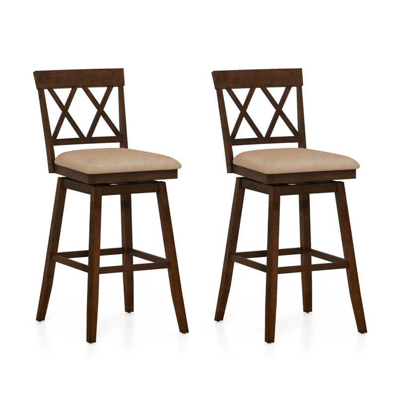 24 Inch Counter Height Barstools Set of 2 with Backrest and Seat Cushion by DirectDeals