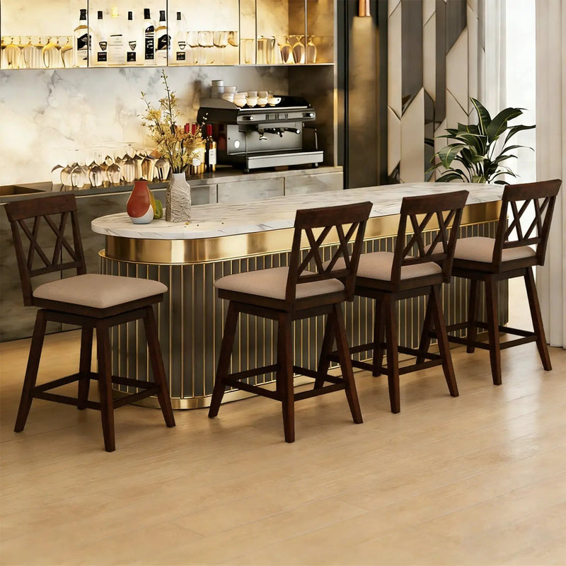24 Inch Counter Height Barstools Set of 2 with Backrest and Seat Cushion by DirectDeals