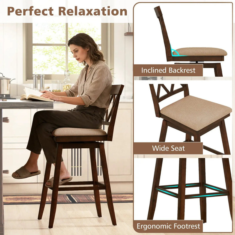 24 Inch Counter Height Barstools Set of 4 with Backrest and Upholstered Seat Cushion by DirectDeals