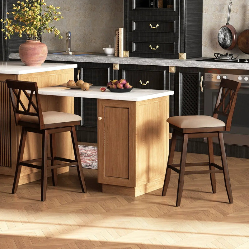 24 Inch Counter Height Barstools Set of 4 with Backrest and Upholstered Seat Cushion by DirectDeals