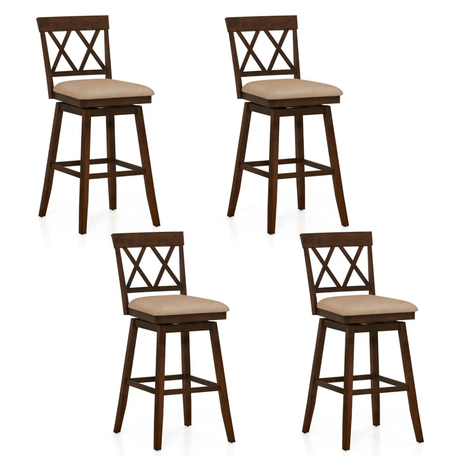 24 Inch Counter Height Barstools Set of 4 with Backrest and Upholstered Seat Cushion by DirectDeals