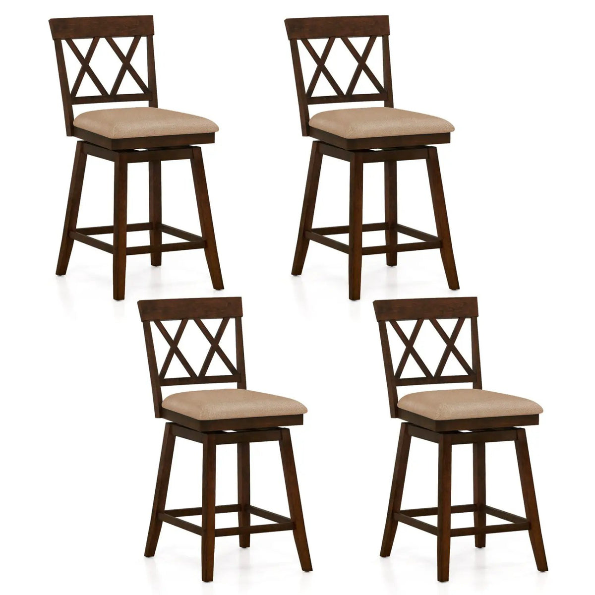 24 Inch Counter Height Barstools Set of 4 with Backrest and Upholstered Seat Cushion by DirectDeals