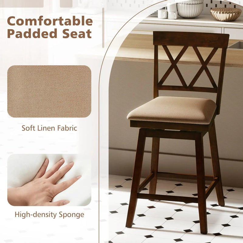24 Inch Counter Height Barstools Set of 4 with Backrest and Upholstered Seat Cushion by DirectDeals
