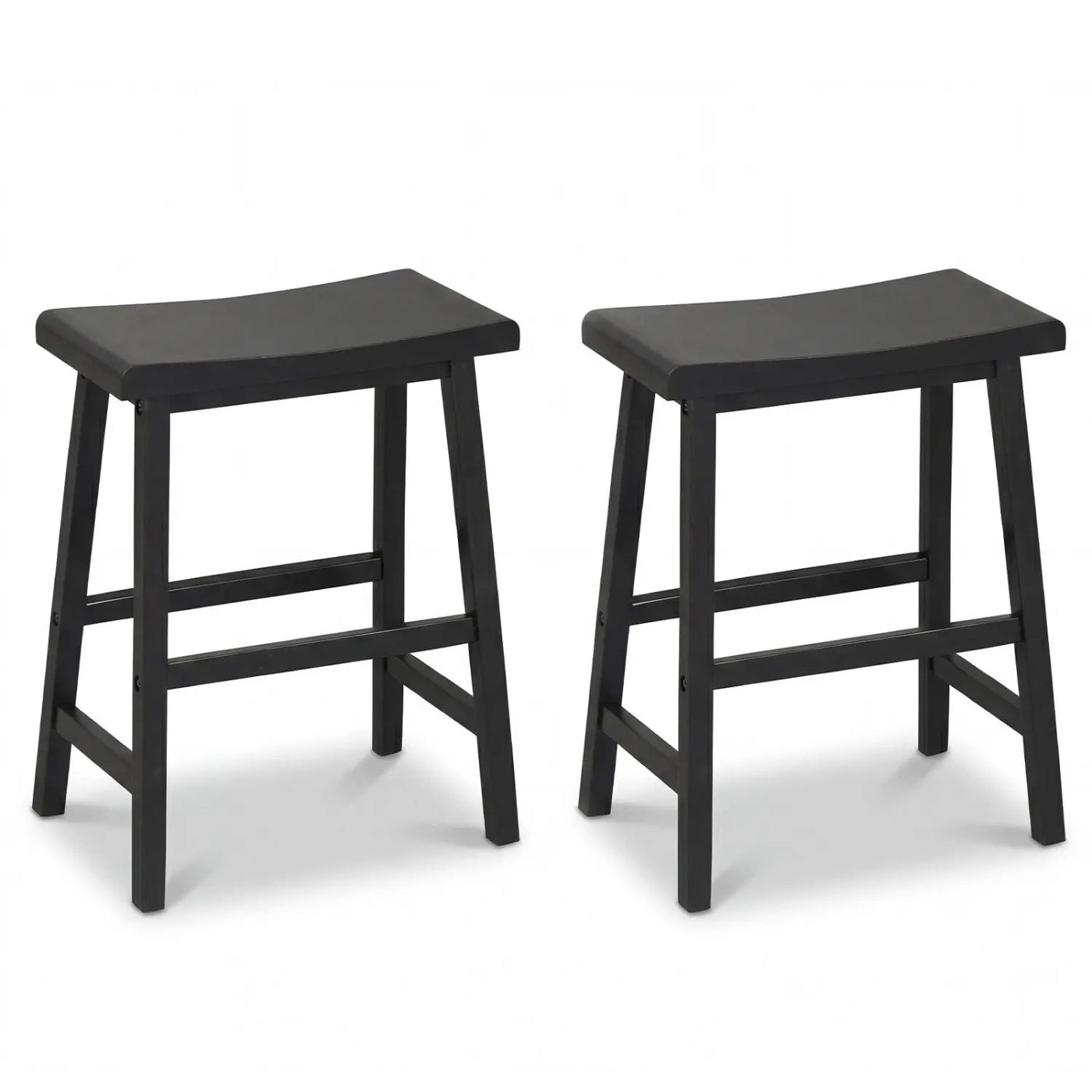 24 Inch Counter Height Stools Solid Wood Saddle Bar Stools Set of 2 by DirectDeals