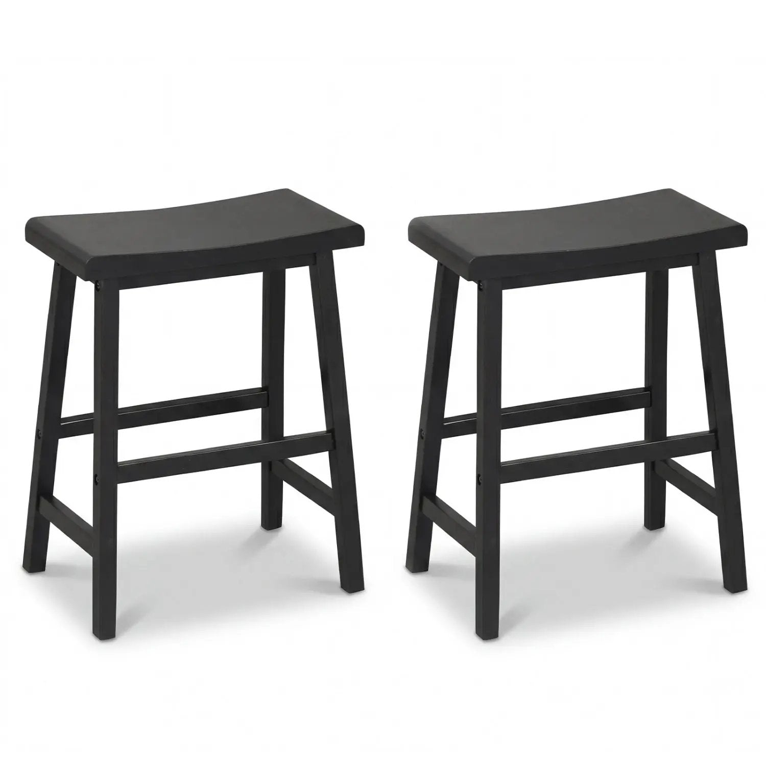 24 Inch Counter Height Stools Solid Wood Saddle Bar Stools Set of 2 by DirectDeals