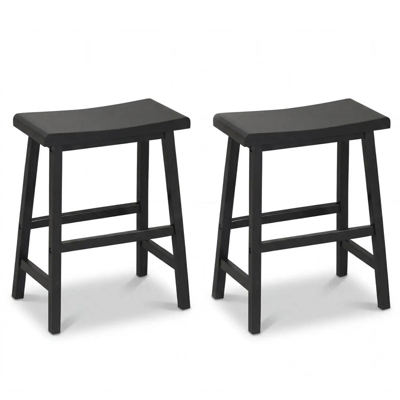 24 Inch Counter Height Stools Solid Wood Saddle Bar Stools Set of 2 by DirectDeals