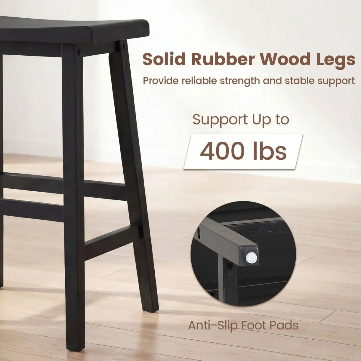 24 Inch Counter Height Stools Solid Wood Saddle Bar Stools Set of 2 by DirectDeals