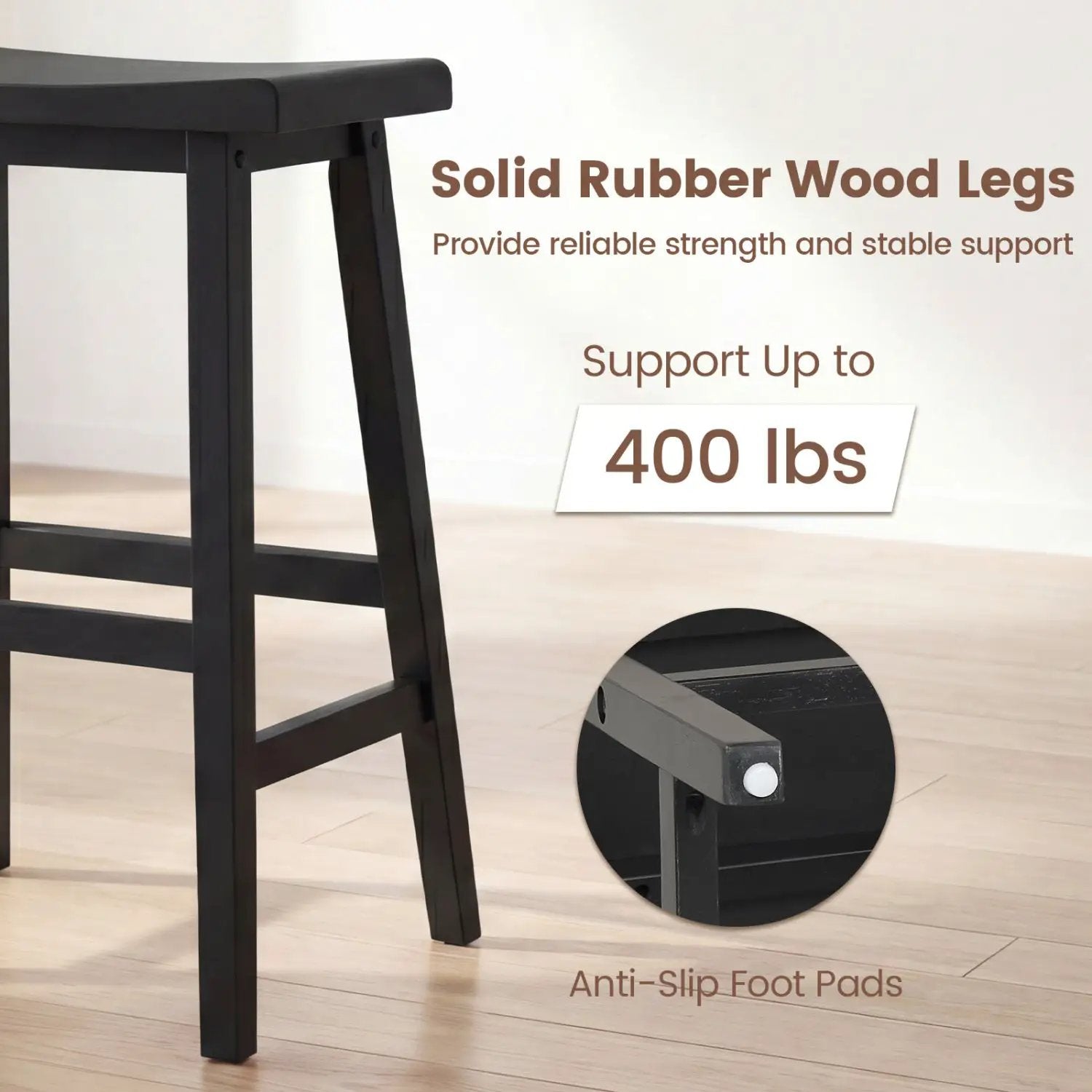 24 Inch Counter Height Stools Solid Wood Saddle Bar Stools Set of 2 by DirectDeals