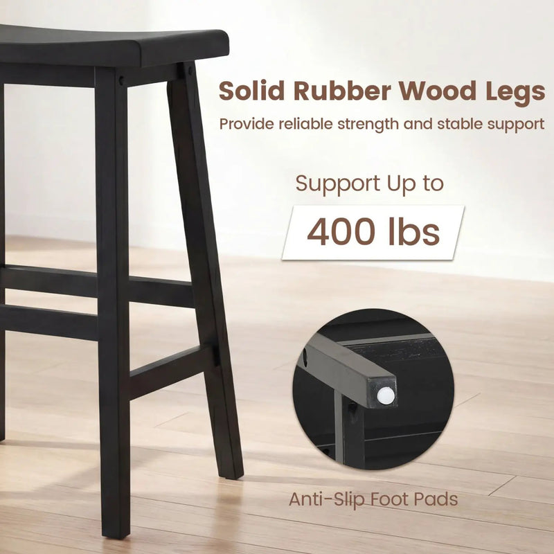 24 Inch Counter Height Stools Solid Wood Saddle Bar Stools Set of 2 by DirectDeals