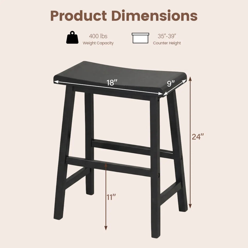 24 Inch Counter Height Stools Solid Wood Saddle Bar Stools Set of 2 by DirectDeals