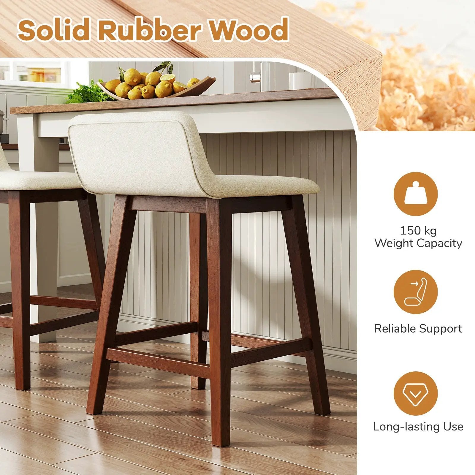 24 Inch Counter Height Bar Stools Set of 2 with Low Back by DirectDeals