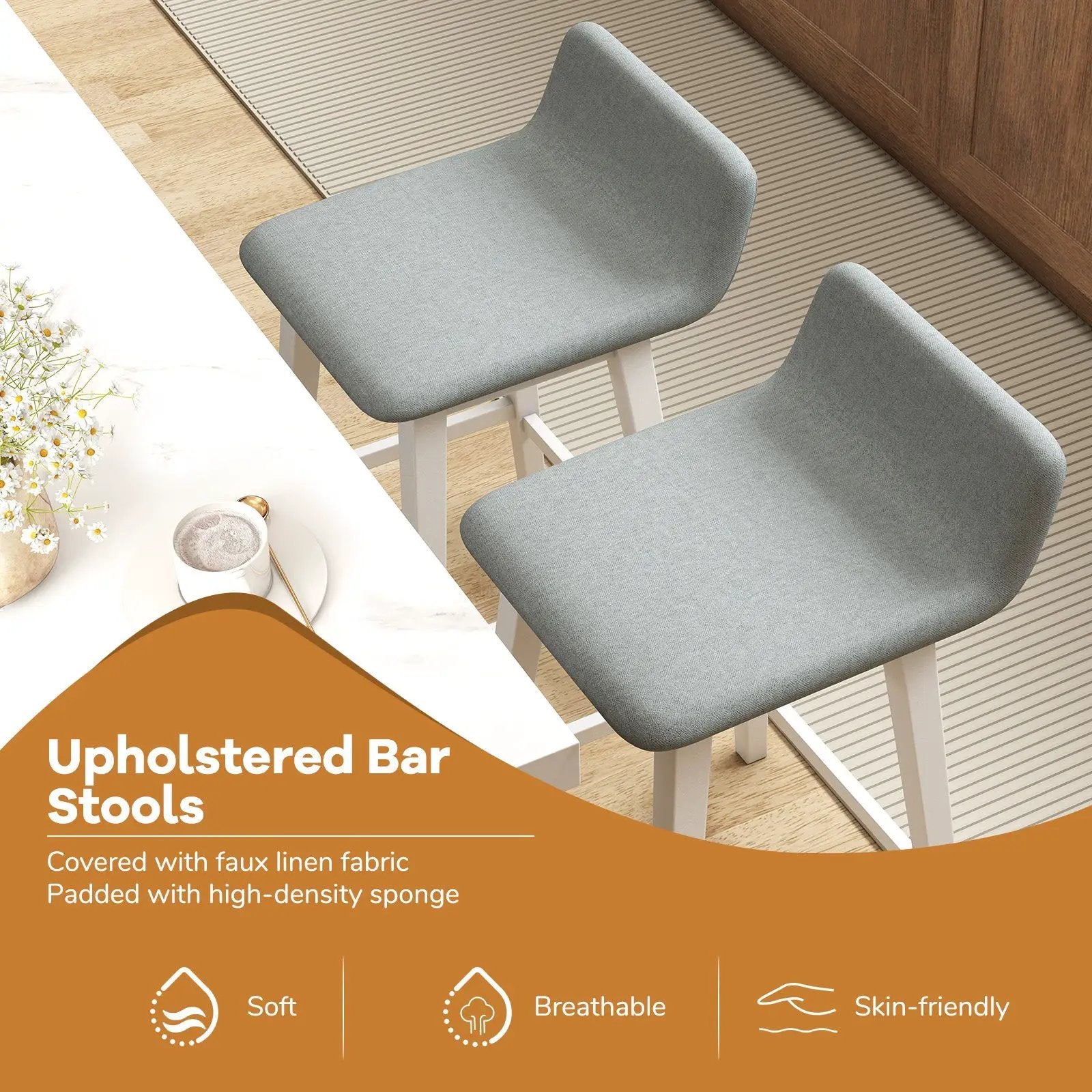 24 Inch Counter Height Bar Stools Set of 2 with Low Back by DirectDeals