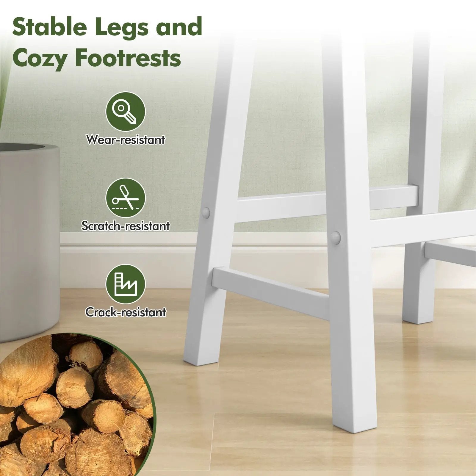 Set of 2 24 Inch Counter Height Stools with Solid Wood Legs by DirectDeals