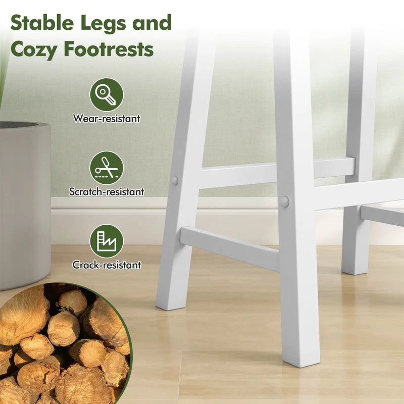 Set of 2 24 Inch Counter Height Stools with Solid Wood Legs by DirectDeals
