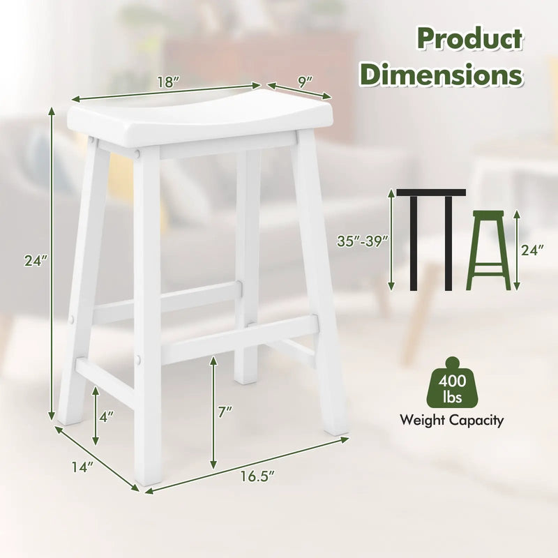 Set of 2 24 Inch Counter Height Stools with Solid Wood Legs by DirectDeals