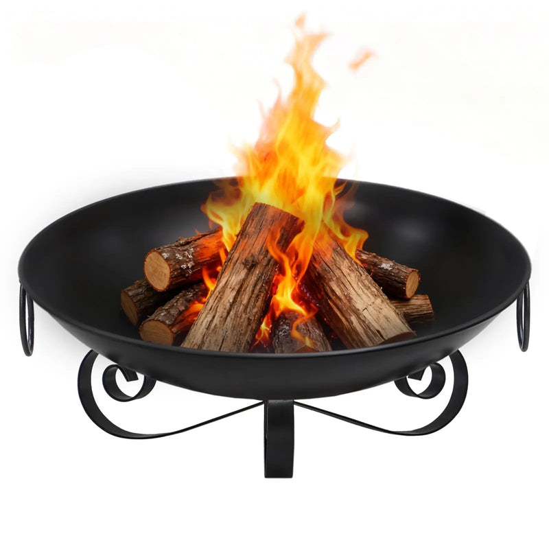 24 Inch Heavy-Duty Metal Fire Pit Bowl Outdoor Wood-Burning Firepit with Handles by DirectDeals