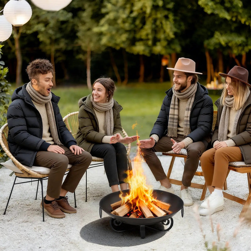 24 Inch Heavy-Duty Metal Fire Pit Bowl Outdoor Wood-Burning Firepit with Handles by DirectDeals