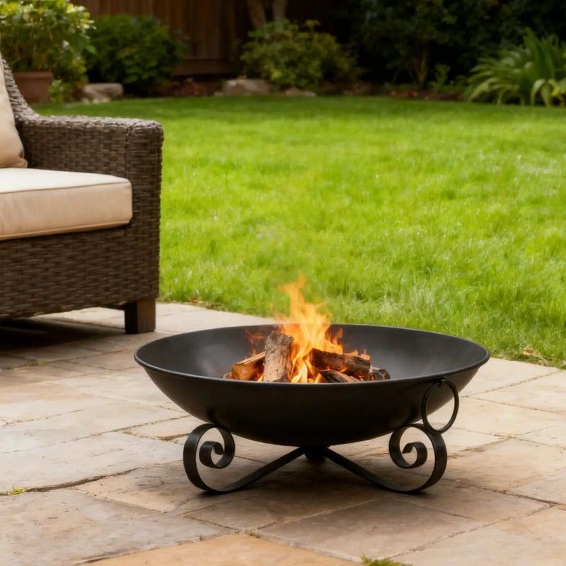 24 Inch Heavy-Duty Metal Fire Pit Bowl Outdoor Wood-Burning Firepit with Handles by DirectDeals