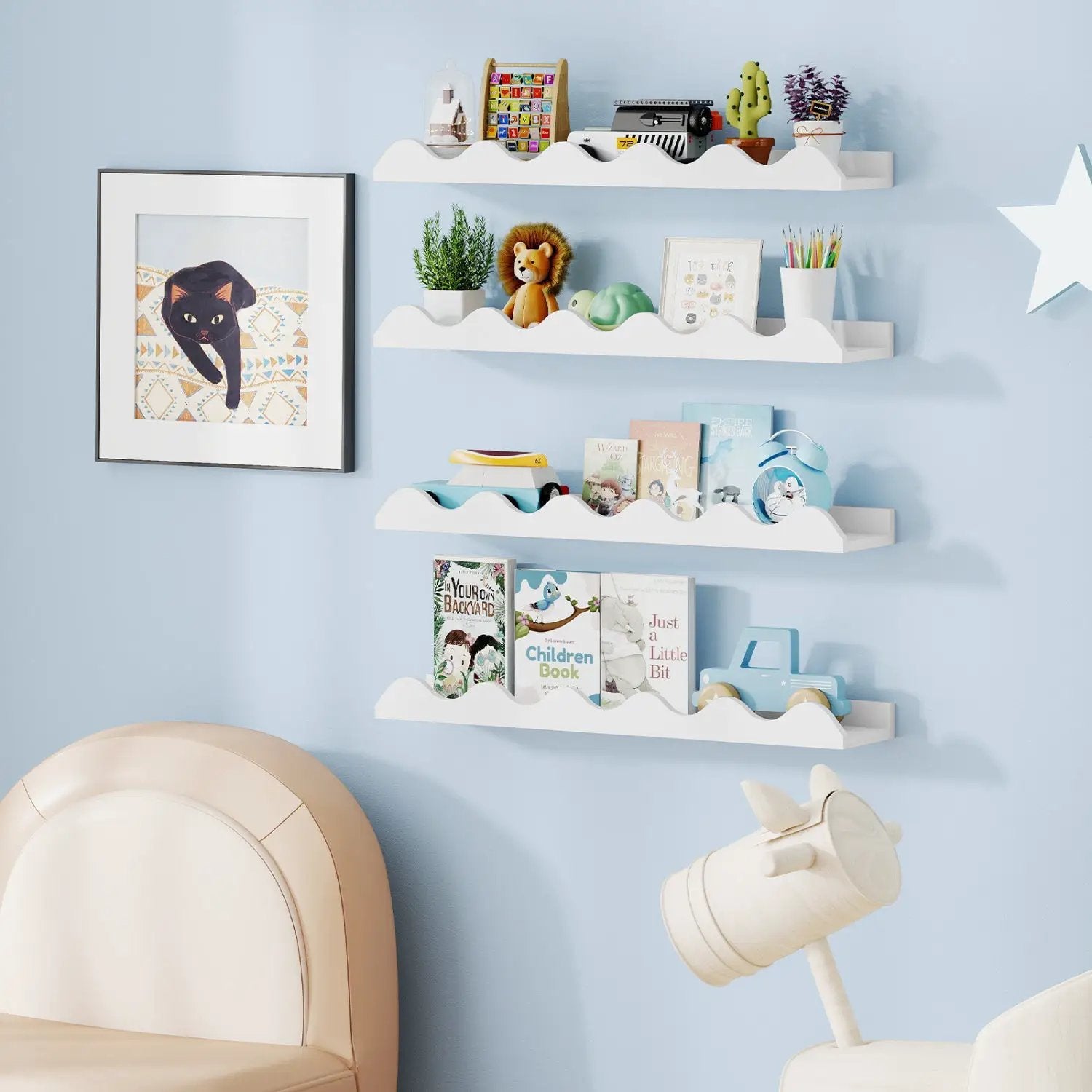 Wall-Mounted Picture Ledge Shelf Set of 4 - 24 Inch White by DirectDeals