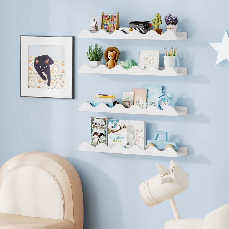 Wall-Mounted Picture Ledge Shelf Set of 4 - 24 Inch White by DirectDeals