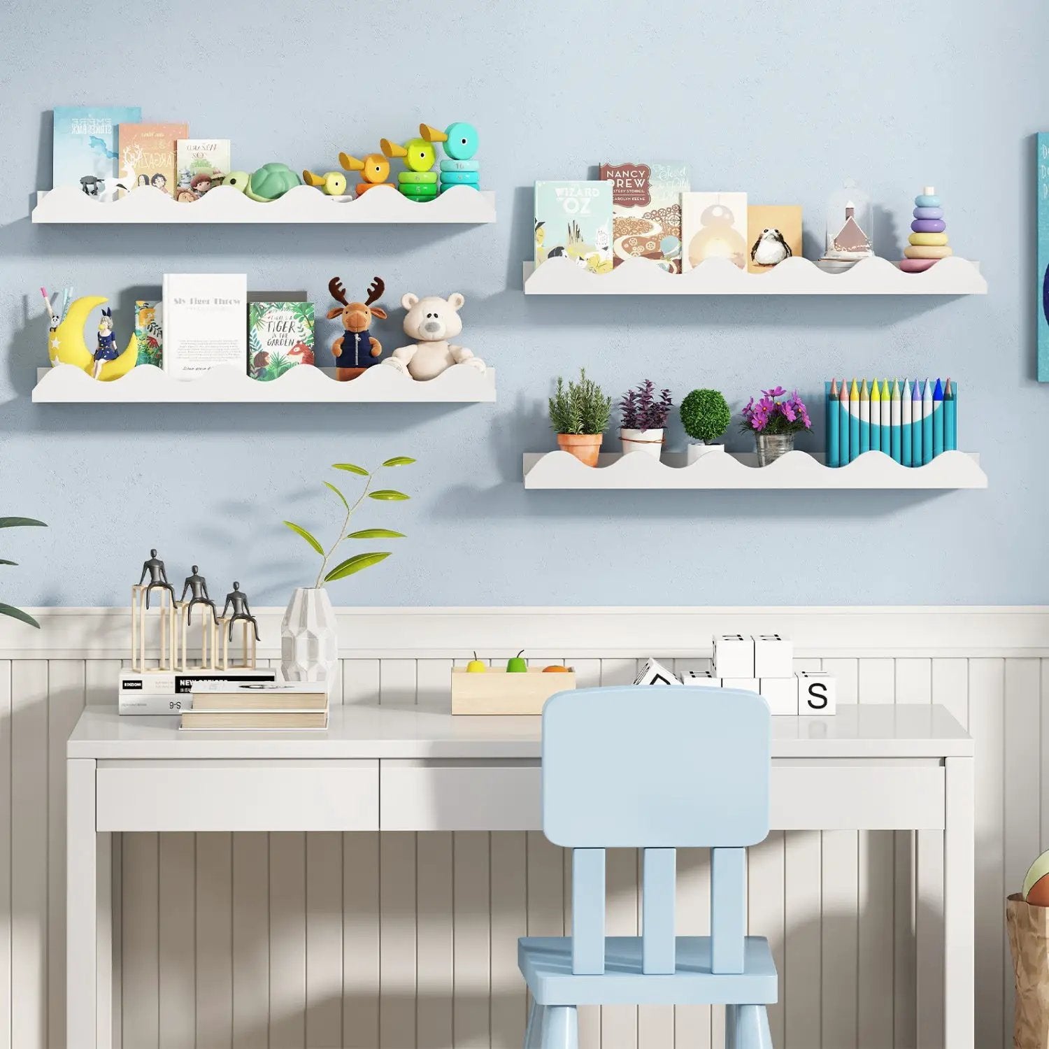 Wall-Mounted Picture Ledge Shelf Set of 4 - 24 Inch White by DirectDeals
