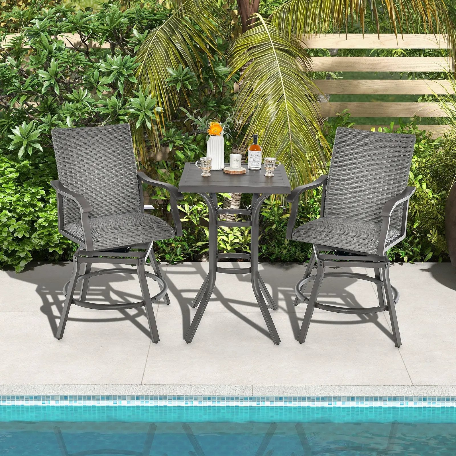 24 Inch Patio Bar Height Table with Aluminum Tabletop and Adjustable Foot Pads by DirectDeals