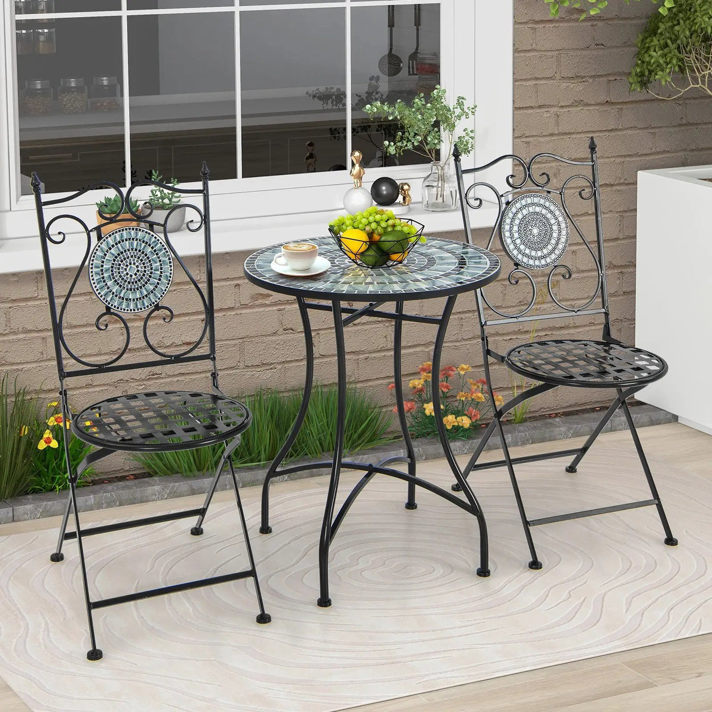 24 Inch Patio Bistro Table with Ceramic Tile Tabletop by DirectDeals