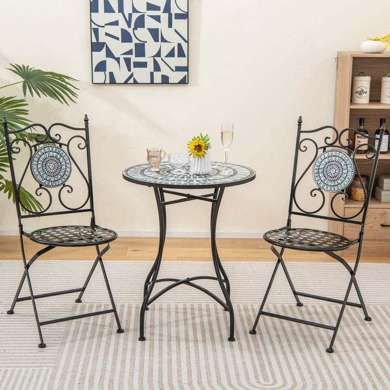 24 Inch Patio Bistro Table with Ceramic Tile Tabletop by DirectDeals