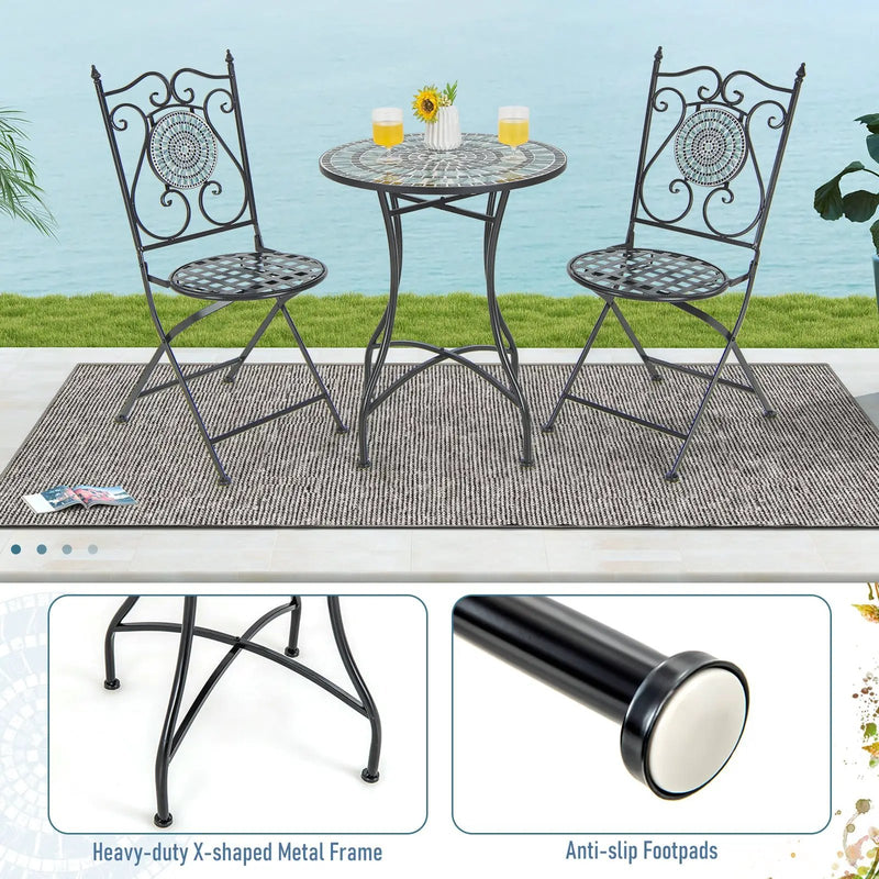 24 Inch Patio Bistro Table with Ceramic Tile Tabletop by DirectDeals