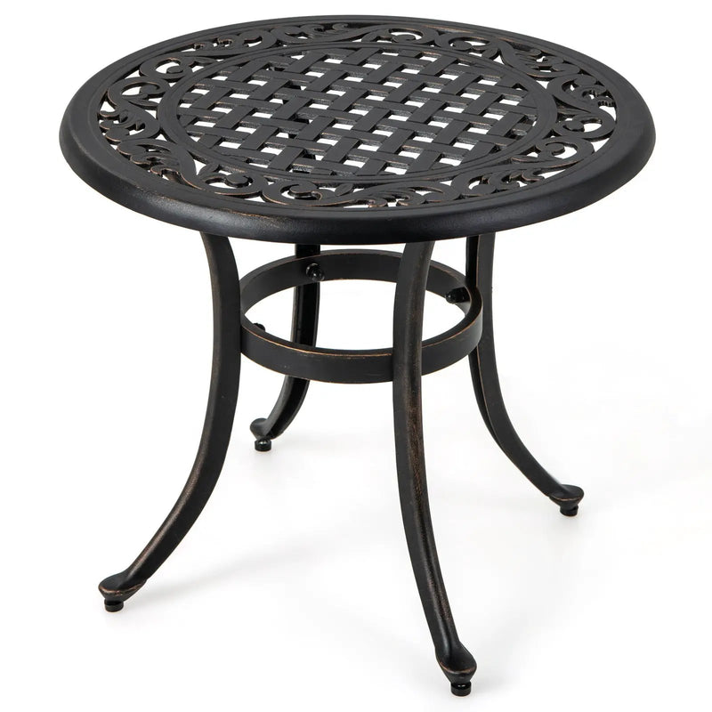 24 Inch Patio Side Table with Adjustable Footpads for Poolside Backyard Balcony-Rustic Brown by DirectDeals