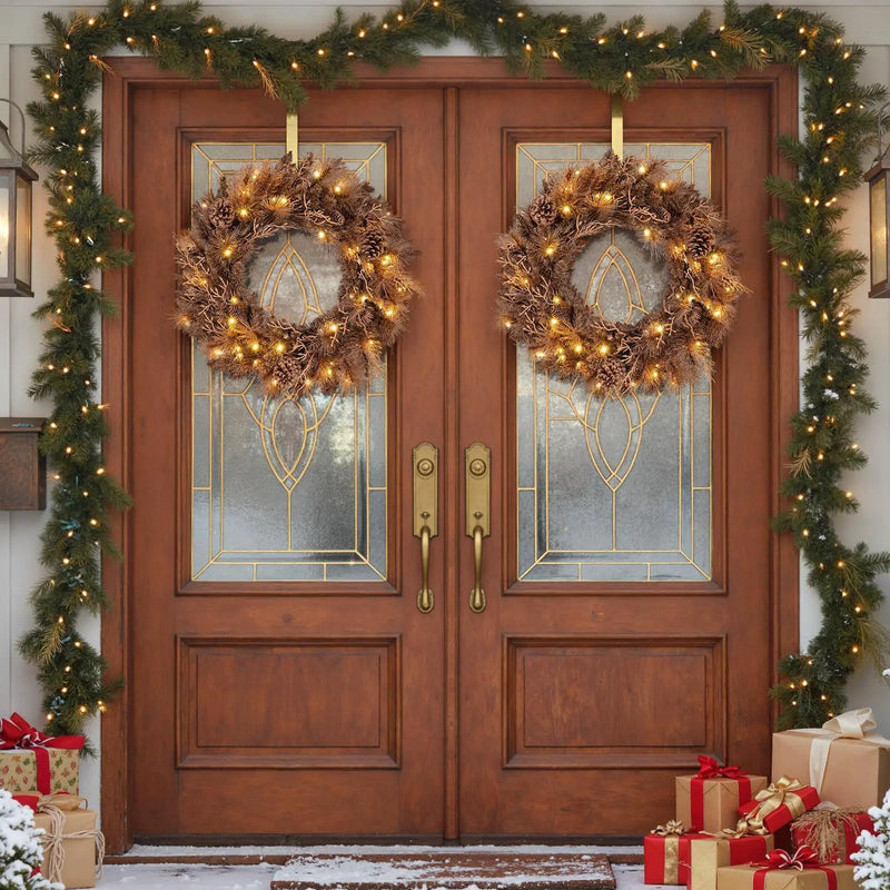 24 Inch Pre-lit Christmas Wreath with 105 Branch Tips and 35 Warm White LED Lights by DirectDeals