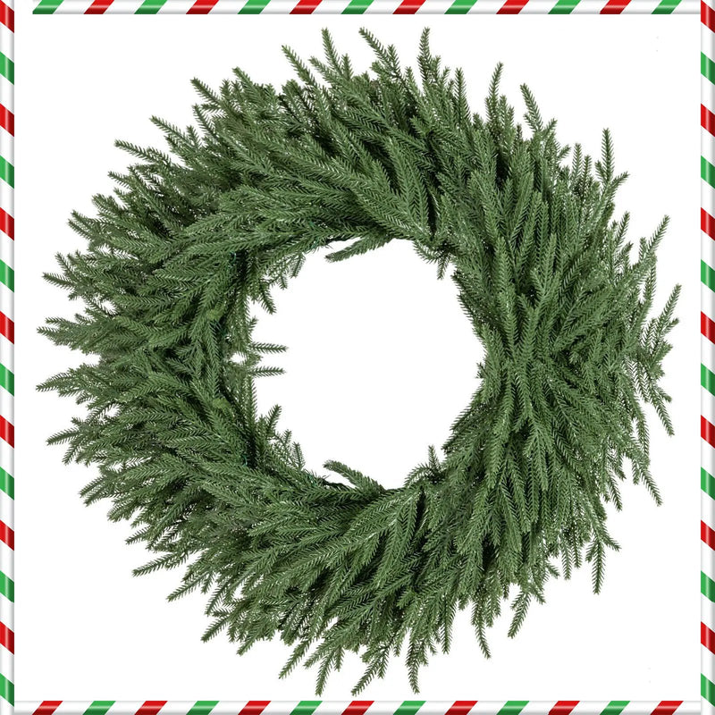 24 Inch Pre-lit Christmas Wreath with 108 Branch Tips and 35 Warm White LED Lights for Wall Window by DirectDeals