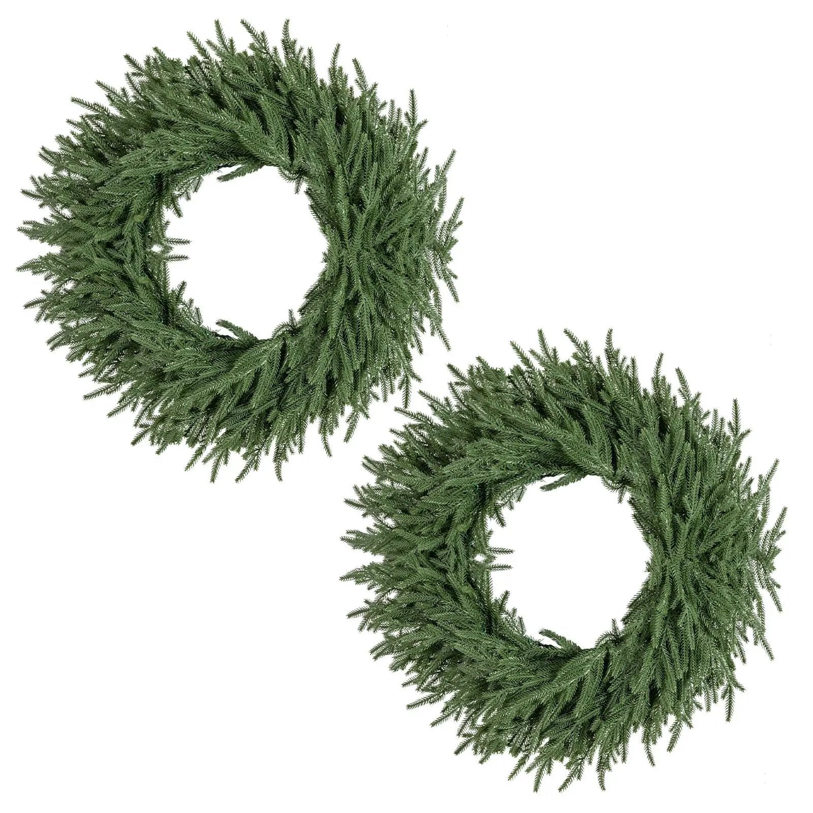 24 Inch Pre-lit Christmas Wreath with 108 Branch Tips and 35 Warm White LED Lights for Wall Window by DirectDeals