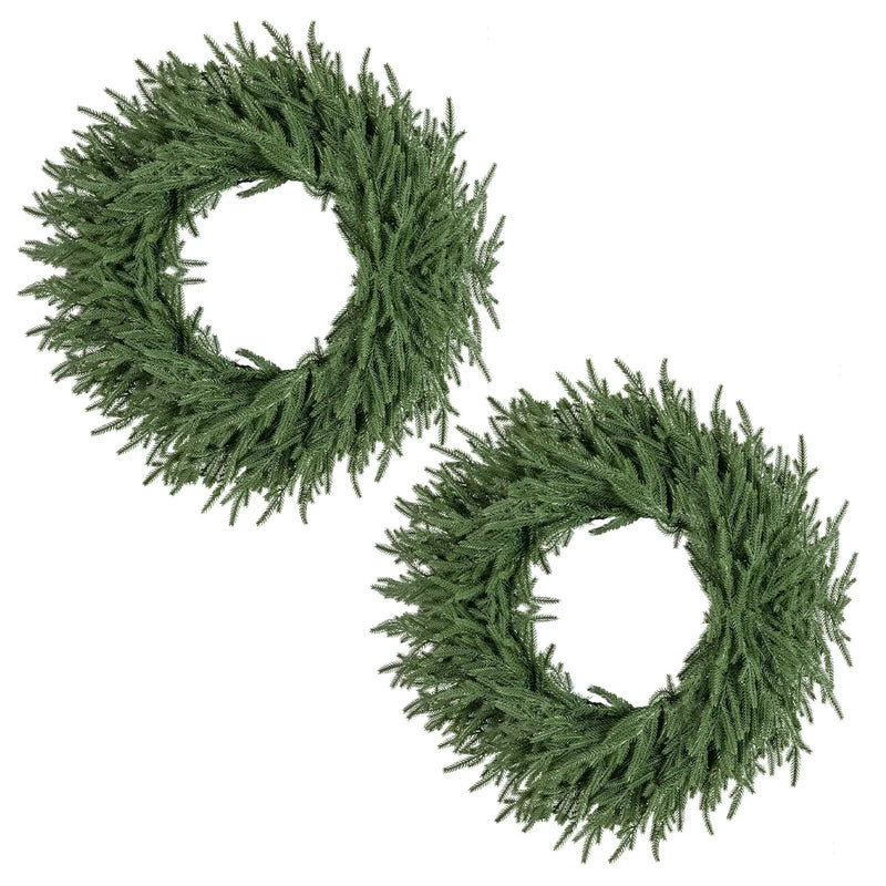 24 Inch Pre-lit Christmas Wreath with 108 Branch Tips and 35 Warm White LED Lights for Wall Window by DirectDeals