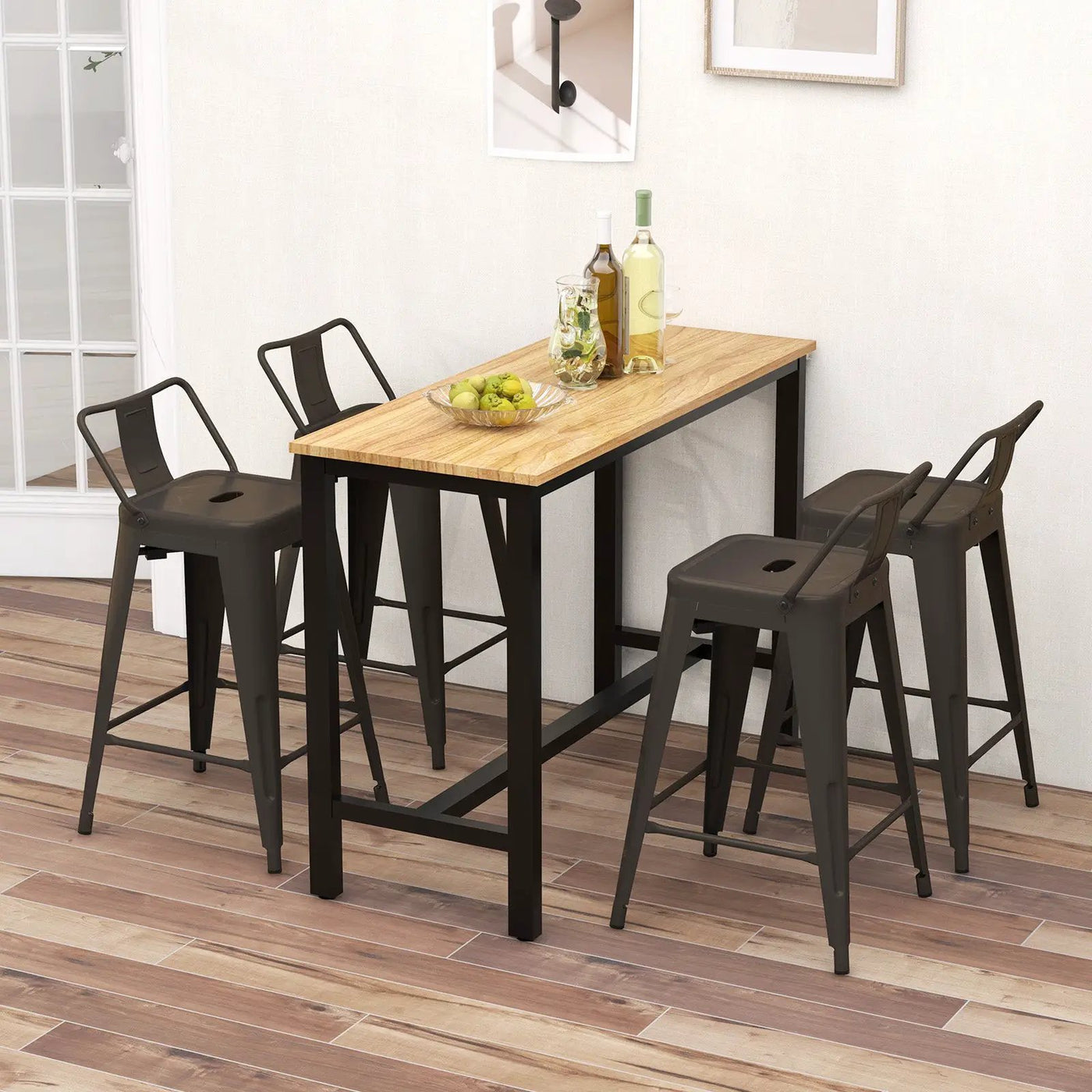 24 Inch Set of 4 Cafe Side Chairs with Rubber Feet and Removable Back by DirectDeals