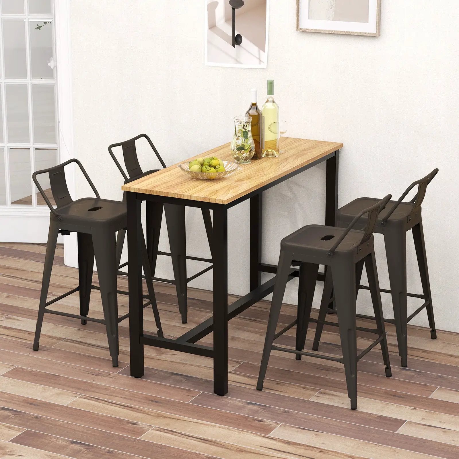 24 Inch Set of 4 Cafe Side Chairs with Rubber Feet and Removable Back by DirectDeals