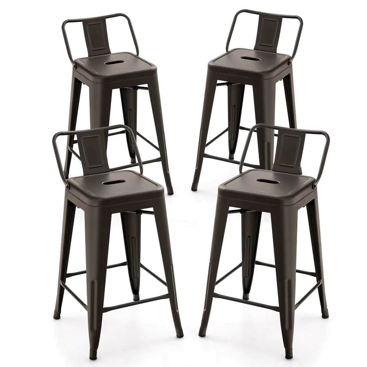 24 Inch Set of 4 Cafe Side Chairs with Rubber Feet and Removable Back by DirectDeals