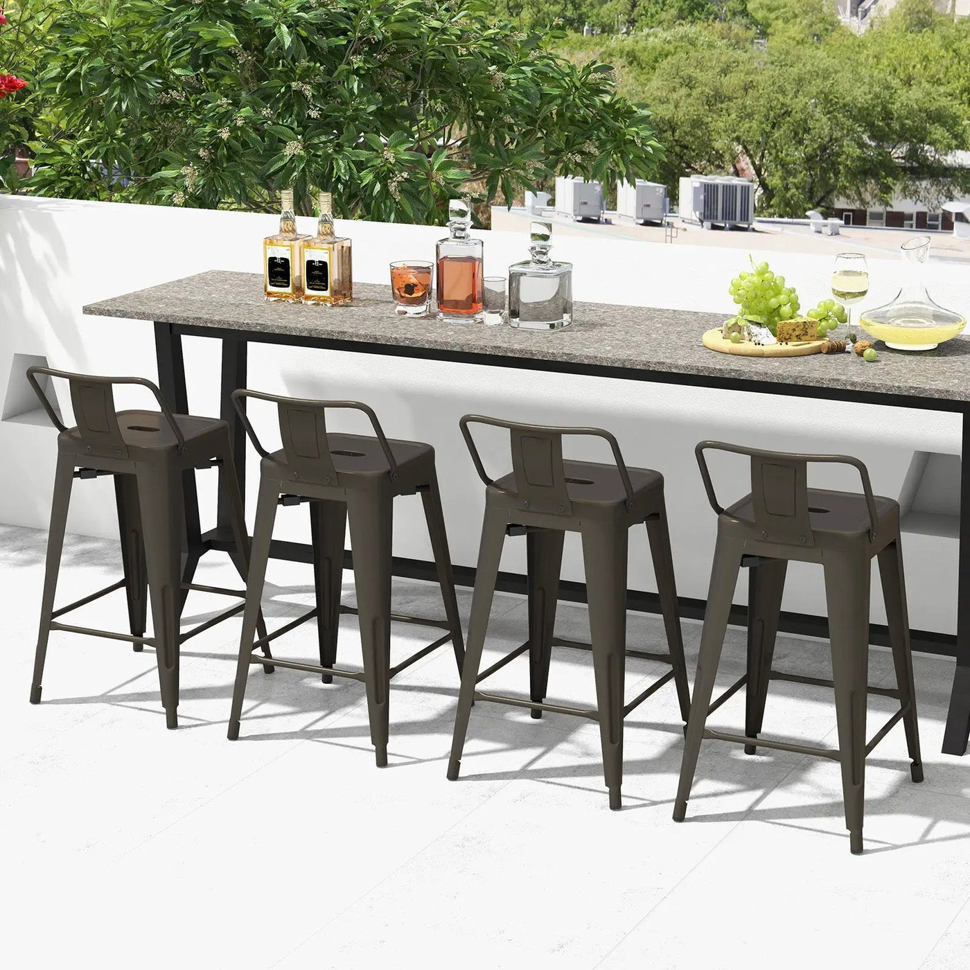 24 Inch Set of 4 Cafe Side Chairs with Rubber Feet and Removable Back by DirectDeals