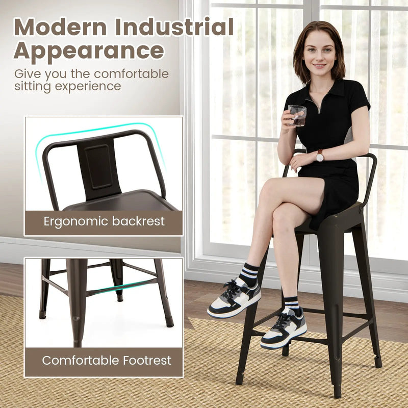 24 Inch Set of 4 Cafe Side Chairs with Rubber Feet and Removable Back by DirectDeals