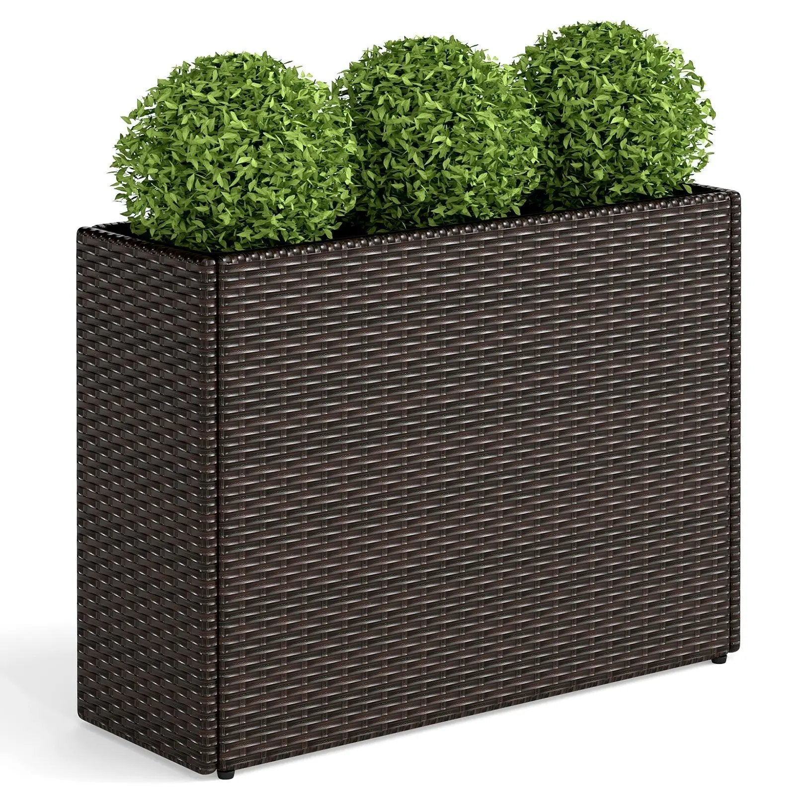 24 Inch Tall Raised Garden Bed All-Weather PE Rattan Wicker Flowerpot with Liner by DirectDeals