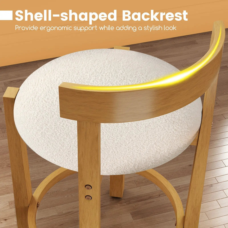 24 Inch Teddy Velvet Upholstered Counter Height Bar Stools with Backrests and Footrests by DirectDeals