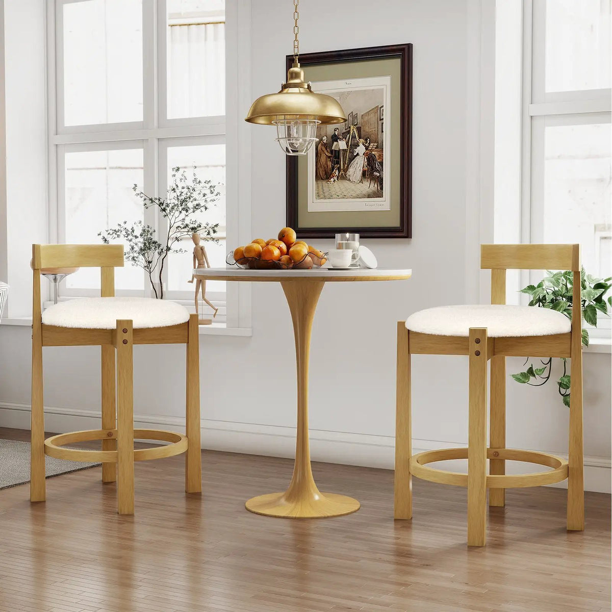 24 Inch Teddy Velvet Upholstered Counter Height Bar Stools with Backrests and Footrests by DirectDeals