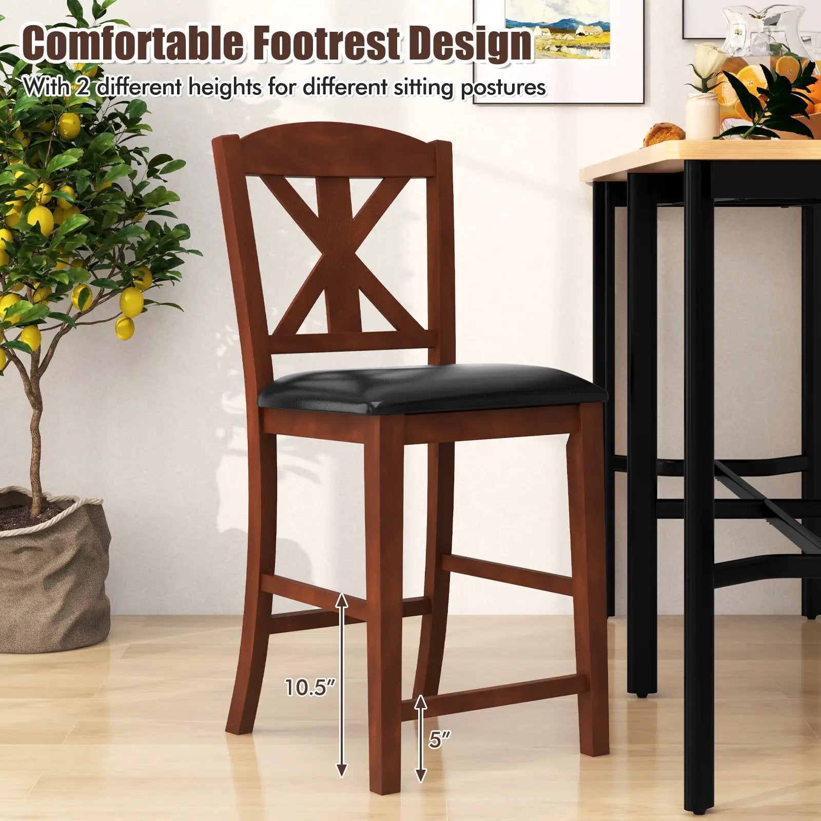 24 Inch Upholstered Dining Chair with Hollowed High Backrest Set of 2-Brown by DirectDeals