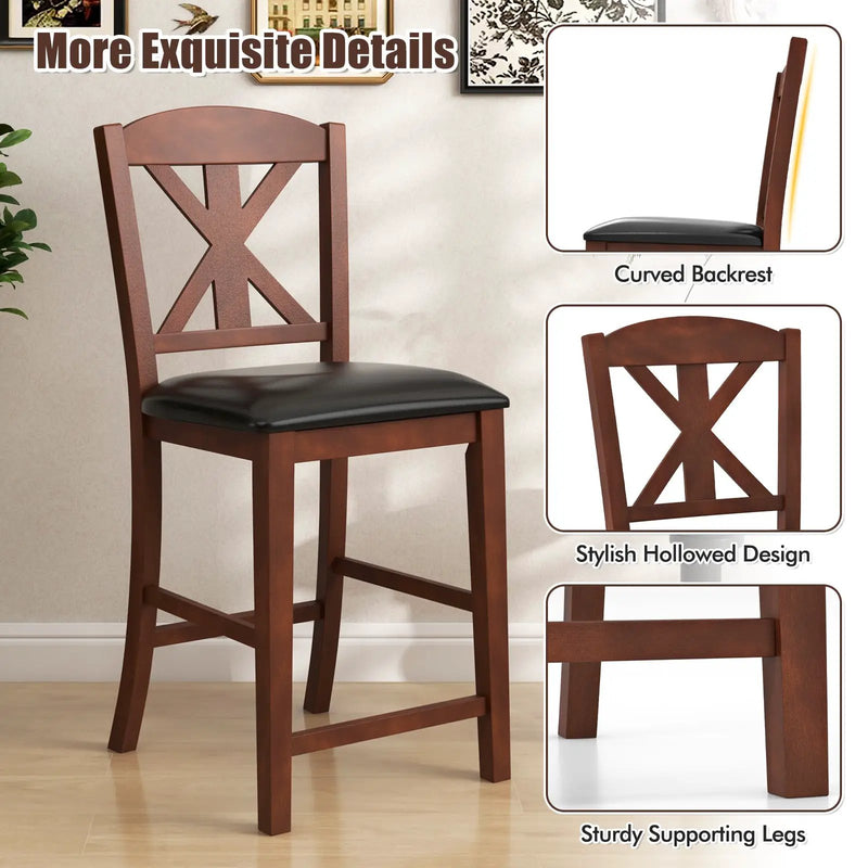 24 Inch Upholstered Dining Chair with Hollowed High Backrest Set of 2-Brown by DirectDeals