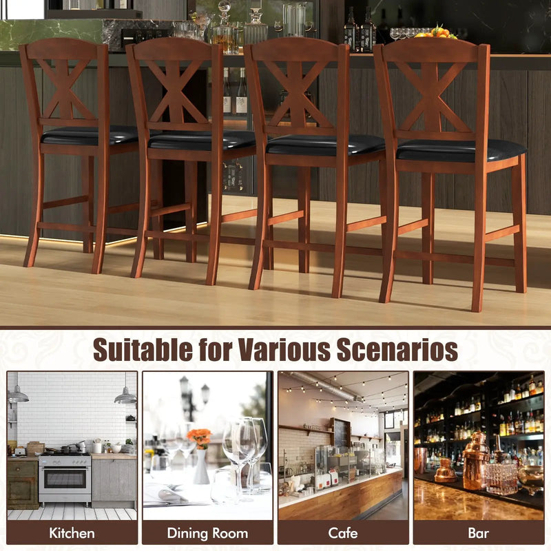 24 Inch Upholstered Dining Chair with Hollowed High Backrest Set of 2-Brown by DirectDeals