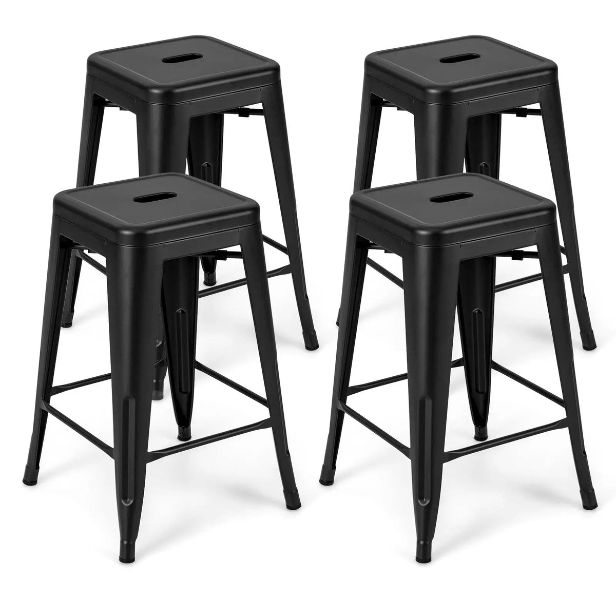 24 Inch Set of 4 Tolix Style Counter Height Barstool Stackable Chair by DirectDeals