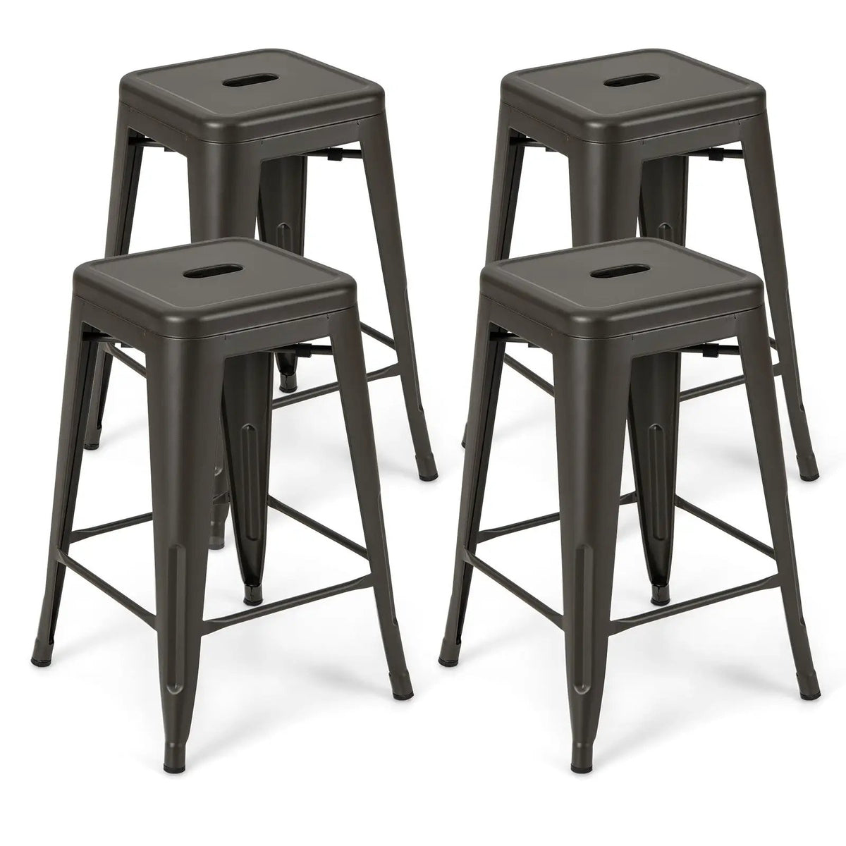 24 Inch Set of 4 Tolix Style Counter Height Barstool Stackable Chair by DirectDeals