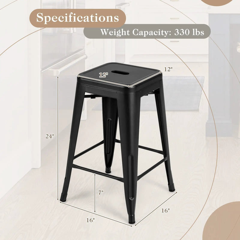 24 Inch Set of 4 Tolix Style Counter Height Barstool Stackable Chair by DirectDeals